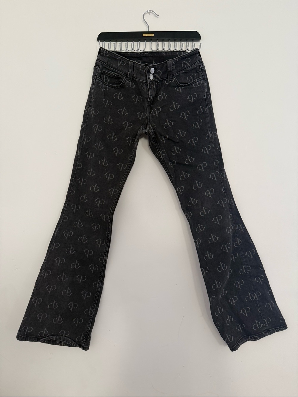 Black Pink Flared Jeans